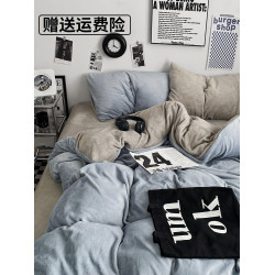 秋冬季牛奶絨四件套床品雙面加絨珊瑚絨床單被套床上三件套厚毛絨