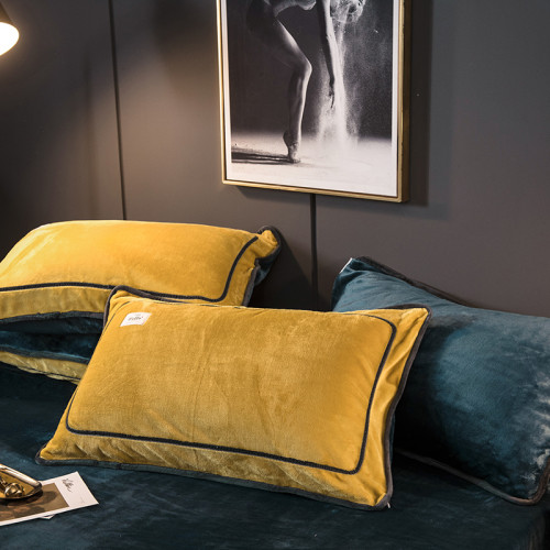 冬季加厚珊瑚絨四件套簡約純色法蘭法萊牛奶絨床上被套床單三件套