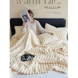 兔毛絨毛毯珊瑚絨毯子午睡辦公室沙發蓋毯純色披肩毯床單加厚冬季