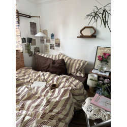 中古條紋民宿床單四件套純棉全棉床包被套被罩宿捨床品床上三件套