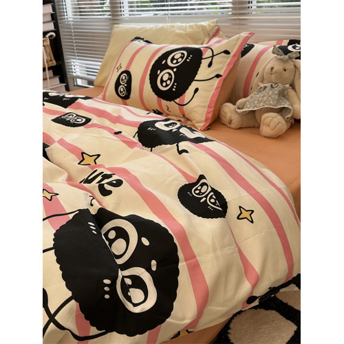 ins風床上四件套水洗棉被套粉色少女心蝴蝶結學生宿捨床單三件套