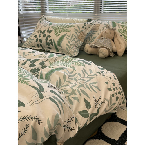 ins風床上四件套水洗棉被套粉色少女心蝴蝶結學生宿捨床單三件套