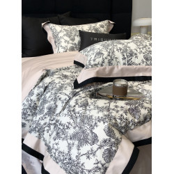 簡約風100S高支長絨棉四件套植物數碼印花全棉被套1.8米m床上用品