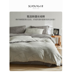 色織水洗棉提花床單四件套全棉純棉2025新款被套床包純色高級床品