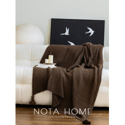 美拉德毛毯輕奢北歐風吊穗蓋毯民宿床尾毯純色針織搭毯棕咖沙發毯