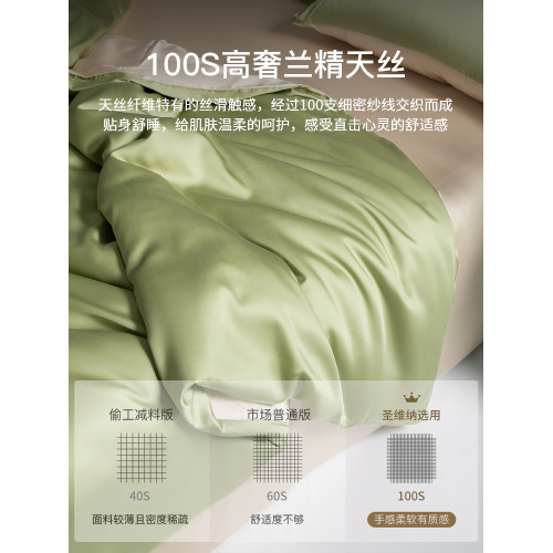 輕奢100支蘭精天絲床上四件套夏季絲滑裸睡冰絲床單被套2025新款