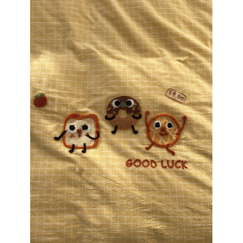 奶油ins可愛毛巾綉純棉水洗棉四件套韓系全棉被套學生三件套床單