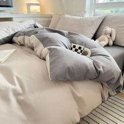 ins全純色水洗棉床單四件套被套床包學生宿捨三件套女孩磨毛春季