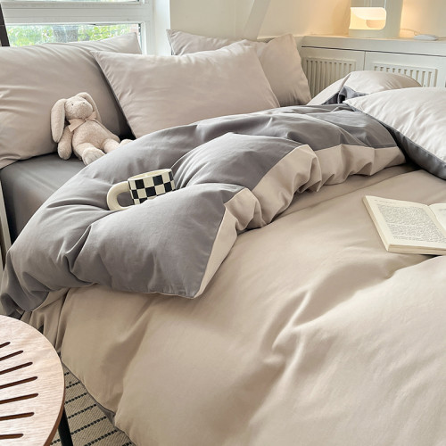 ins全純色水洗棉床單四件套被套床包學生宿捨三件套女孩磨毛春季