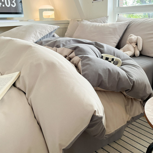 ins全純色水洗棉床單四件套被套床包學生宿捨三件套女孩磨毛春季