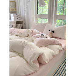 簡約軟糯純色床上用品四件套水洗棉被套床單人學生宿捨三件套春夏