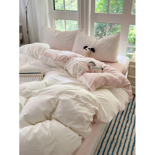 簡約軟糯純色床上用品四件套水洗棉被套床單人學生宿捨三件套春夏