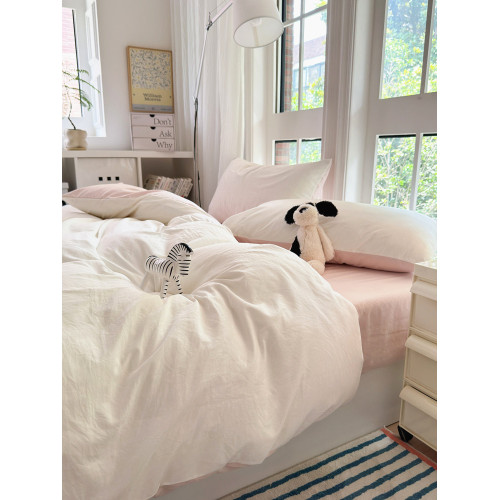 簡約軟糯純色床上用品四件套水洗棉被套床單人學生宿捨三件套春夏