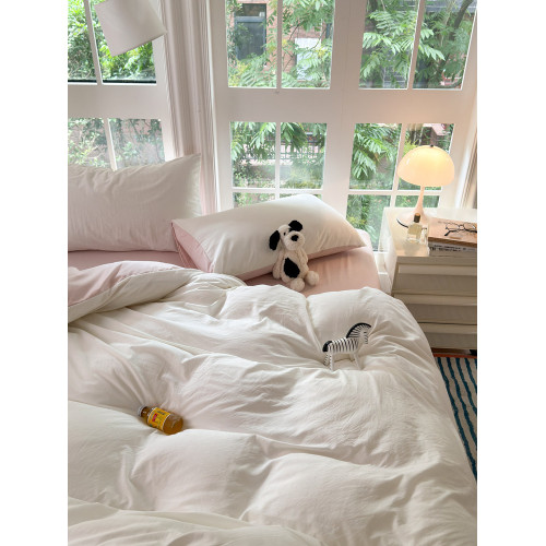 簡約軟糯純色床上用品四件套水洗棉被套床單人學生宿捨三件套春夏