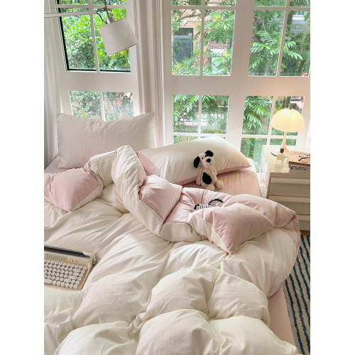 簡約軟糯純色床上用品四件套水洗棉被套床單人學生宿捨三件套春夏