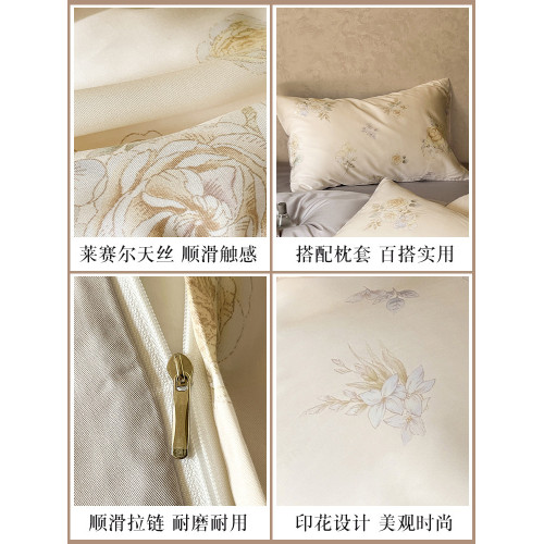 萊賽爾天絲床上四件套輕奢高級感床品冰絲滑裸睡高級被套床單床包