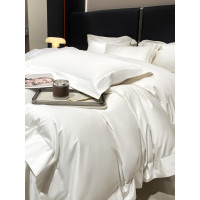 七星級酒店200支長絨棉四件套100%全棉純棉被套床單純色床上用品4