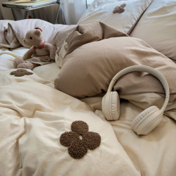 純色超柔軟水洗棉毛巾綉太陽花四件套被套床單宿捨三件套床上用品