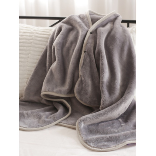 出口加厚加密珊瑚絨宿捨披肩毯小毛毯蓋腿帶釦子披風午睡沙發毯子