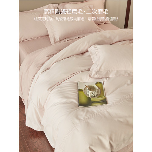 簡約風100Pro加厚磨毛全棉四件套純棉床上被套床單秋冬床品三件套