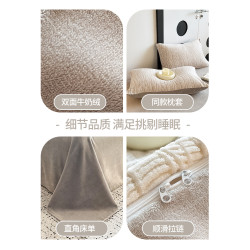 簡約雕花牛奶絨床上四件套2026新款加絨床品珊瑚絨被套床單三件套