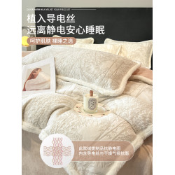 高檔雕花絨床上四件套輕奢高級感牛奶絨床品加厚珊瑚絨面床單被套
