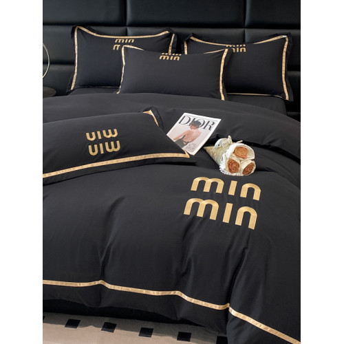 輕奢高級四件套非全棉純棉被套床單床包床罩床品男生純黑色