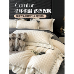 雕花牛奶絨四件套加厚保暖珊瑚法蘭絨床單被套三件套高檔秋冬床品