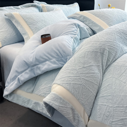 加厚牛奶絨四件套A類嬰兒級加厚保暖珊瑚絨法蘭絨雕花絨冬季床品4