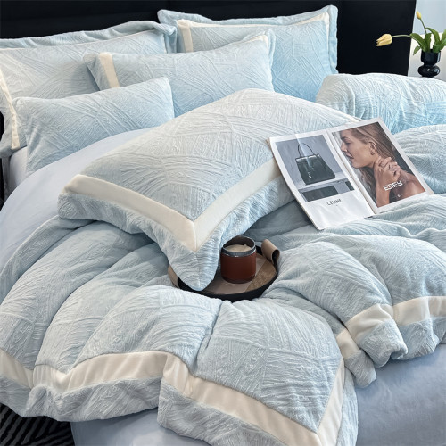 加厚牛奶絨四件套A類嬰兒級加厚保暖珊瑚絨法蘭絨雕花絨冬季床品4