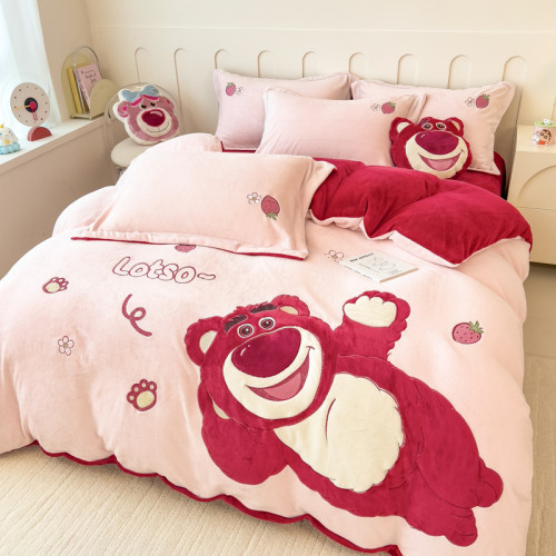 少女心美樂蒂牛奶絨床上四件套冬季兒童加厚珊瑚絨被套三件套女孩