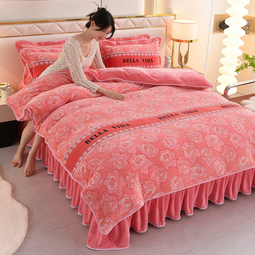 冬天加絨牛奶絨四件套冬季加厚珊瑚絨床上被套法蘭絨床單2026新款