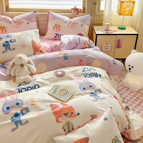 瘋狂動物城床上四件套全棉純棉兒童床品男床單被套床包宿捨三件套 瘋狂動物城床上四件套全棉純棉兒童床品男床單被套床包宿捨三件套