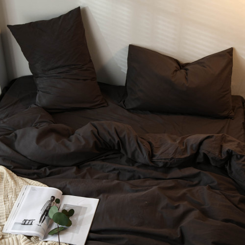 日式侘寂風丨黑色四件套純水洗棉麻床品被套宿捨床單三件套床包款