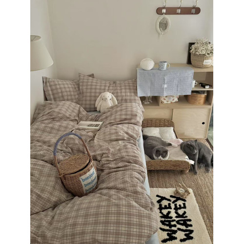 月光集【維希】ins風韓系中古全棉水洗棉四件套色織條紋格子床品 月光集【維希】ins風韓系中古全棉水洗棉四件套色織條紋格子床品