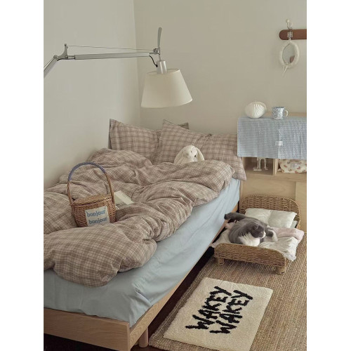 月光集【維希】ins風韓系中古全棉水洗棉四件套色織條紋格子床品 月光集【維希】ins風韓系中古全棉水洗棉四件套色織條紋格子床品