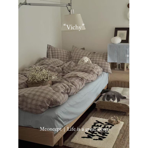 月光集【維希】ins風韓系中古全棉水洗棉四件套色織條紋格子床品 月光集【維希】ins風韓系中古全棉水洗棉四件套色織條紋格子床品