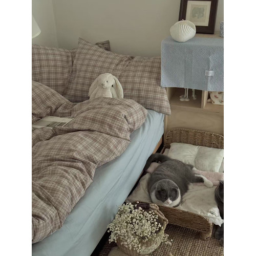 月光集【維希】ins風韓系中古全棉水洗棉四件套色織條紋格子床品 月光集【維希】ins風韓系中古全棉水洗棉四件套色織條紋格子床品