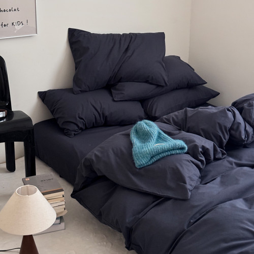 ins高級感藍色四件套全棉純水洗棉床品被套床單床包款宿捨三件套