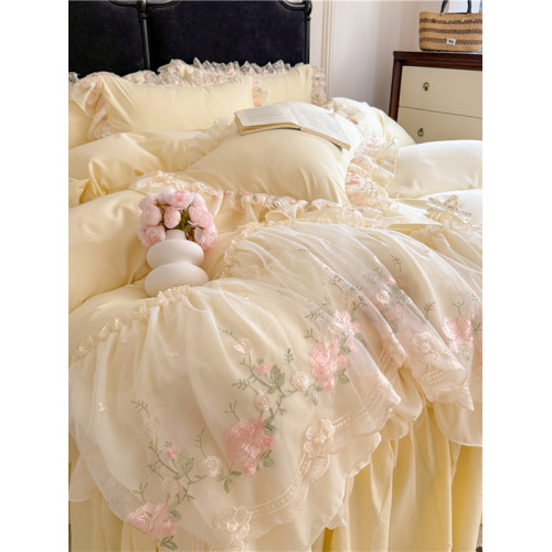 韓式蕾絲花邊公主風床裙四件套全棉純棉2025新款少女裸睡刺綉被套 韓式蕾絲花邊公主風床裙四件套全棉純棉2025新款少女裸睡刺綉被套