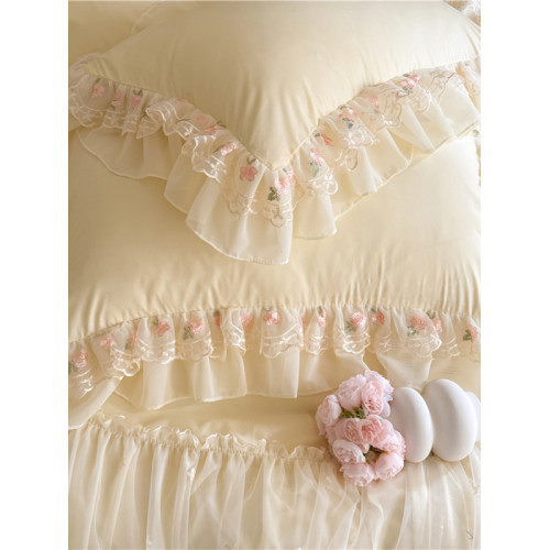 韓式蕾絲花邊公主風床裙四件套全棉純棉2025新款少女裸睡刺綉被套 韓式蕾絲花邊公主風床裙四件套全棉純棉2025新款少女裸睡刺綉被套