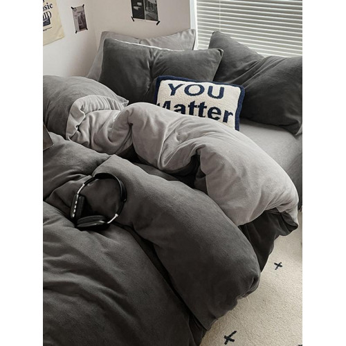 冬季深色牛奶絨四件套雙面珊瑚絨被套純色宿捨加絨床單三件套耐髒 冬季深色牛奶絨四件套雙面珊瑚絨被套純色宿捨加絨床單三件套耐髒