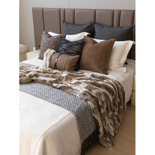 現代輕奢酒店樣板間床品8件套組合咖色別墅軟裝奢華床旗高級展廳