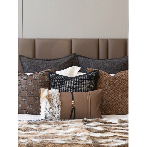 現代輕奢酒店樣板間床品8件套組合咖色別墅軟裝奢華床旗高級展廳