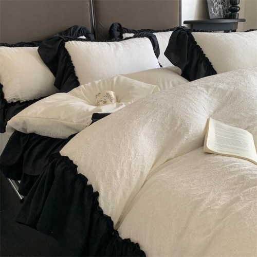 水洗棉雙層紗提花四件套2026新款非純棉全棉花邊被套床單床上用品