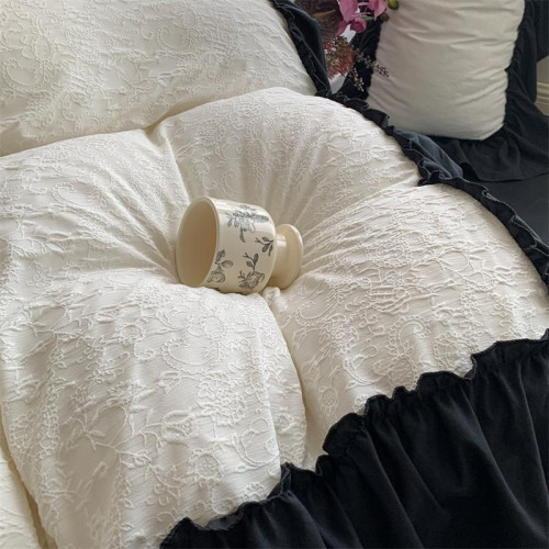 水洗棉雙層紗提花四件套2026新款非純棉全棉花邊被套床單床上用品