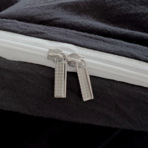 曜石黑~高級感四件套純色水洗棉麻床品被套床單床包款宿捨三件套