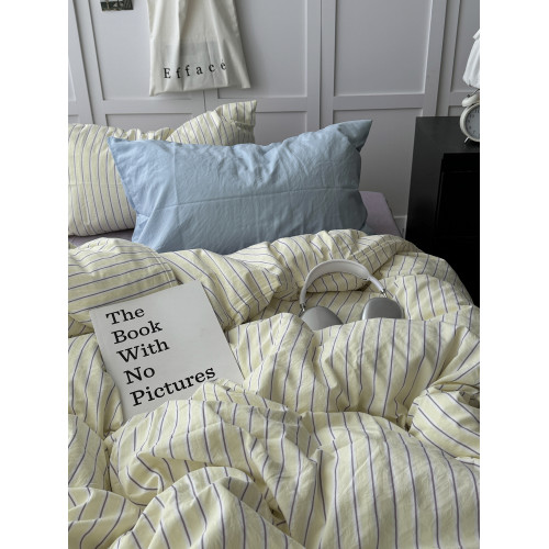 奶油少女ins風混搭條紋水洗棉四件套全棉被套床單學生宿捨三件套 奶油少女ins風混搭條紋水洗棉四件套全棉被套床單學生宿捨三件套