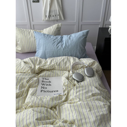 奶油少女ins風混搭條紋水洗棉四件套全棉被套床單學生宿捨三件套 奶油少女ins風混搭條紋水洗棉四件套全棉被套床單學生宿捨三件套