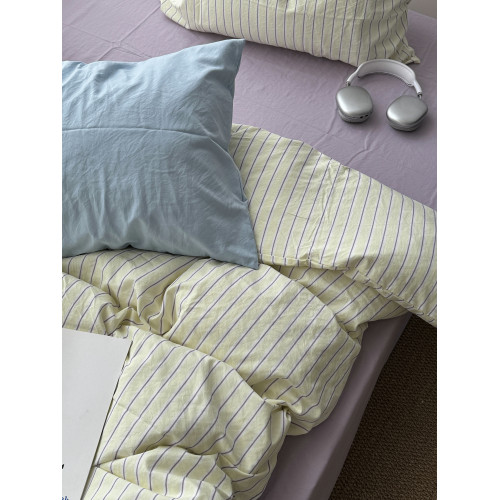 奶油少女ins風混搭條紋水洗棉四件套全棉被套床單學生宿捨三件套 奶油少女ins風混搭條紋水洗棉四件套全棉被套床單學生宿捨三件套